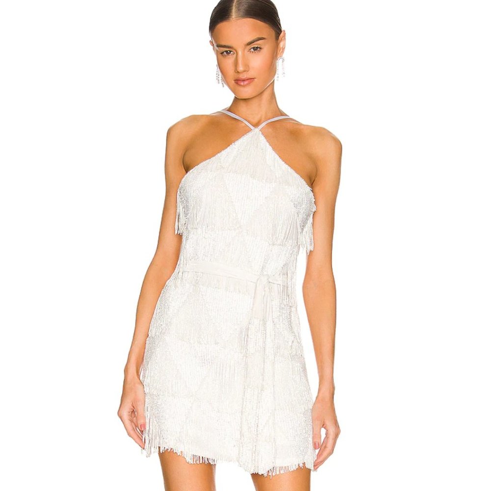 retrofete Clover Dress in White Fringe NWT Size Small